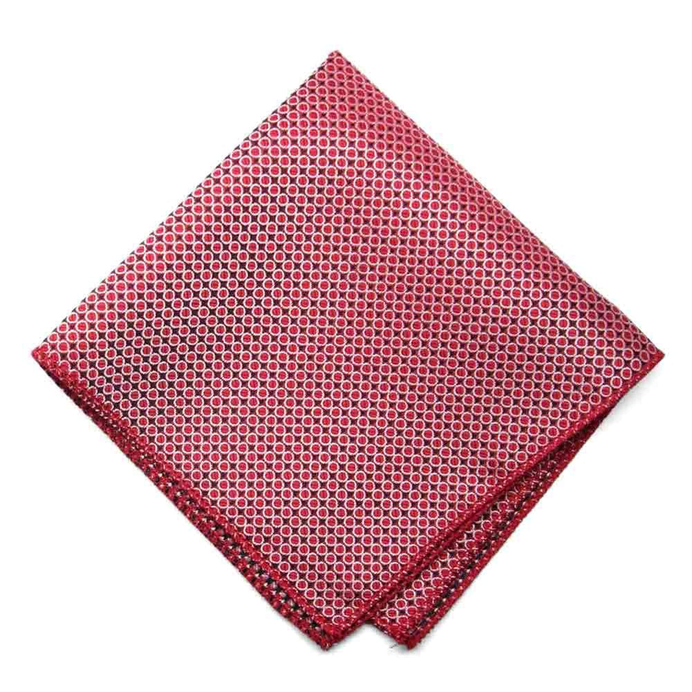 Red circle pattern pocket square, flat front view