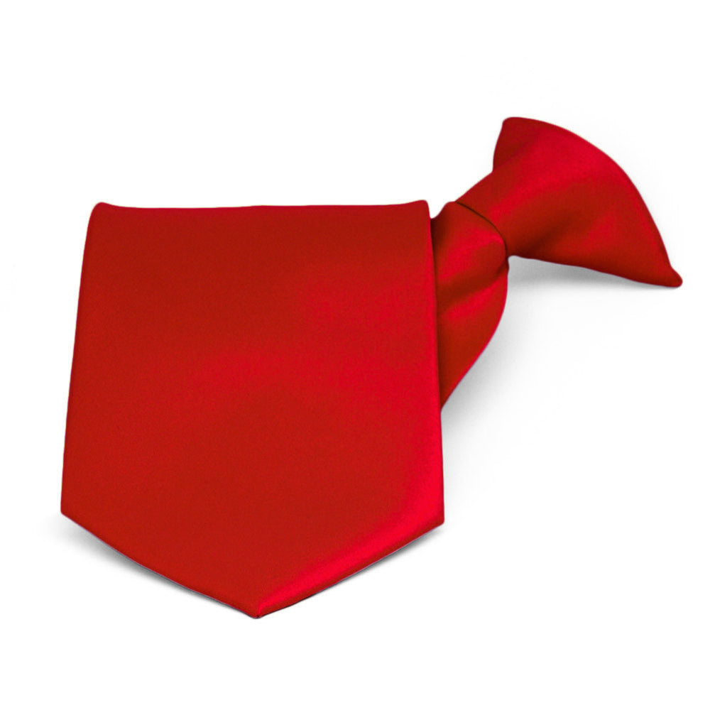 Red Solid Color Clip-On Tie