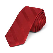Load image into Gallery viewer, Red Elite Striped Skinny Necktie, 2&quot; Width
