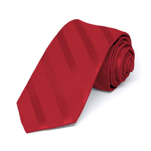 Red Elite Striped Slim Necktie, 2.5" Width
