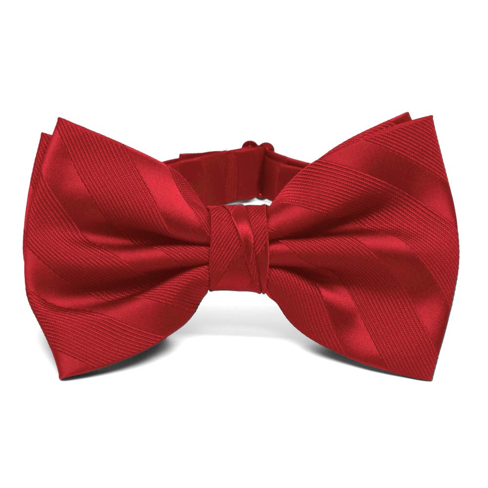 Red Elite Striped Bow Tie