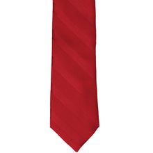 Load image into Gallery viewer, The front of a red elite striped tie, laid out flat