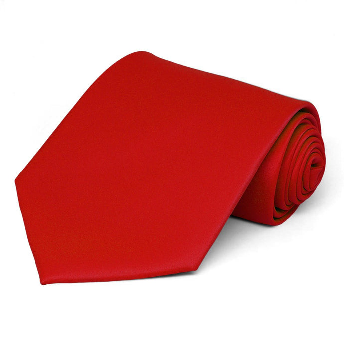 Red Extra Long Solid Color Necktie