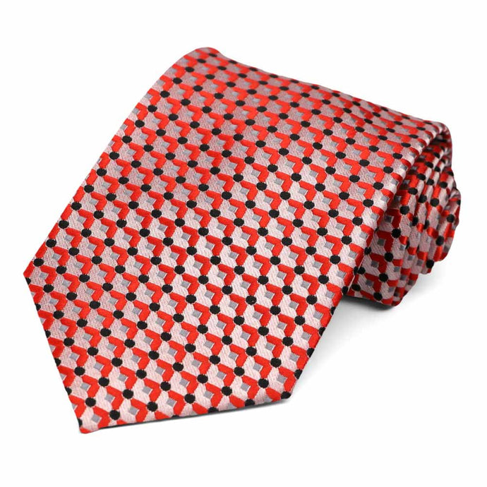 Red Island Geometric Necktie