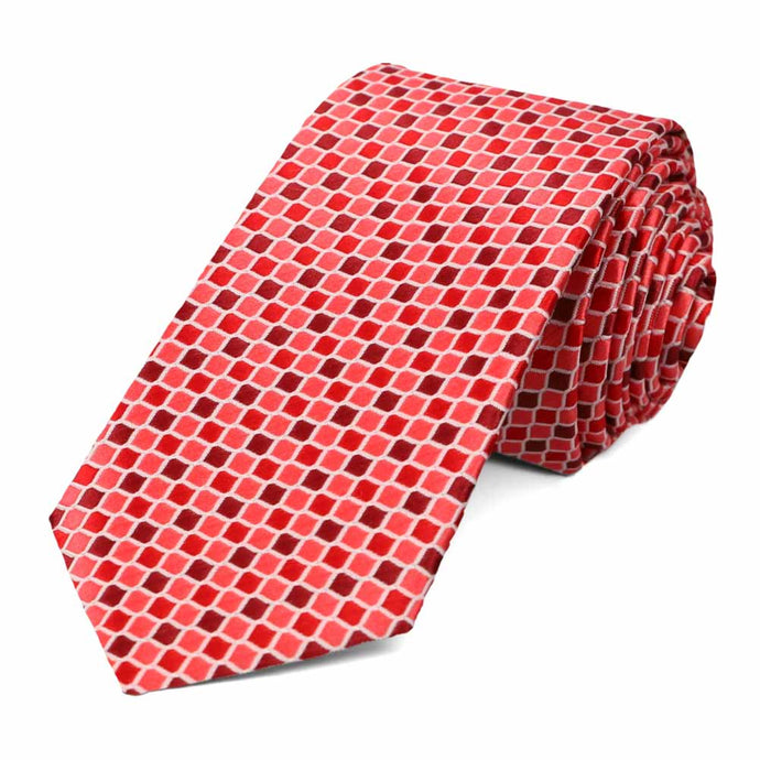 Red Edmund Geometric Slim Necktie
