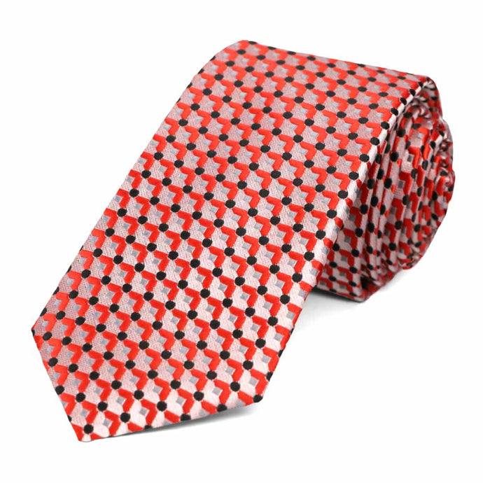 Red Island Geometric Slim Necktie
