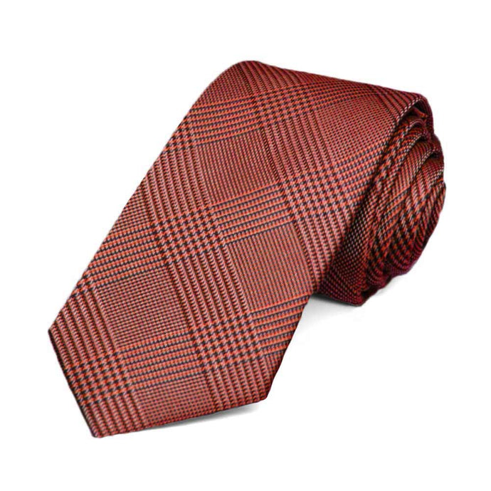 Red Jamestown Glen Plaid Slim Necktie