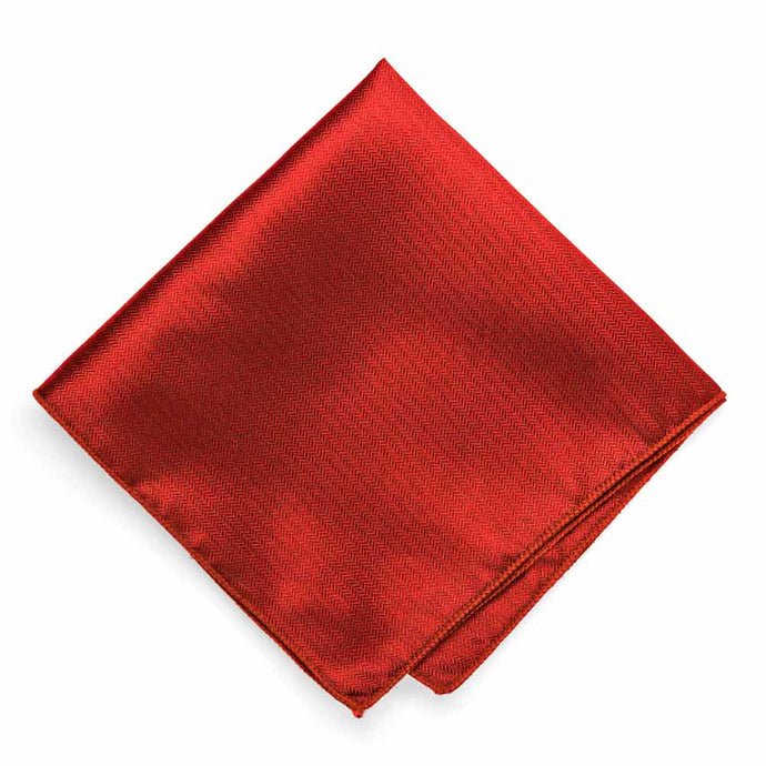 Red Herringbone Silk Pocket Square