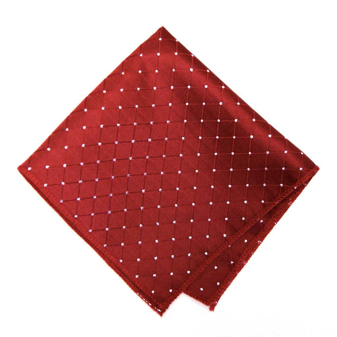 Red Danbury Grid Pocket Square