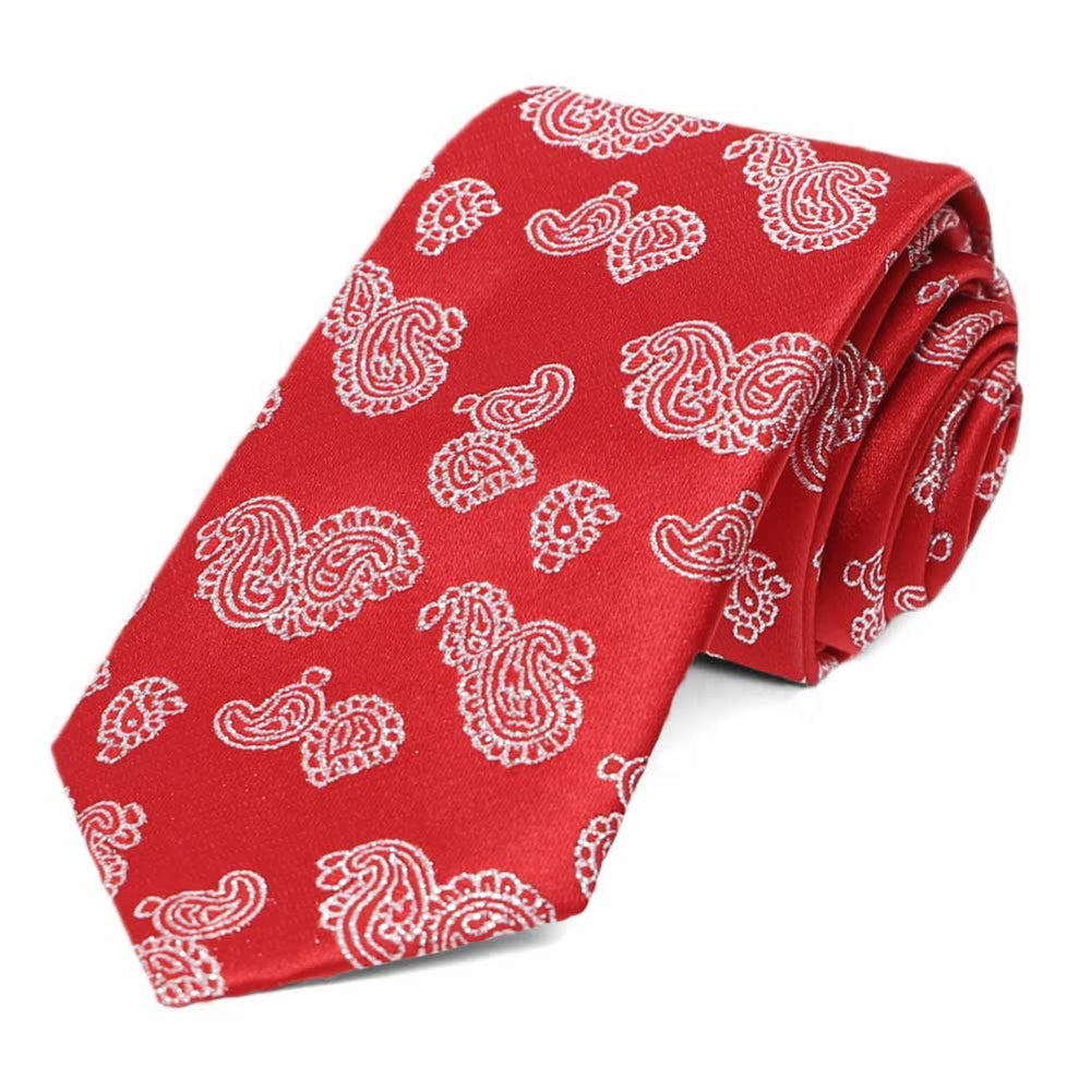 Red Ivanhoe Paisley Slim Necktie