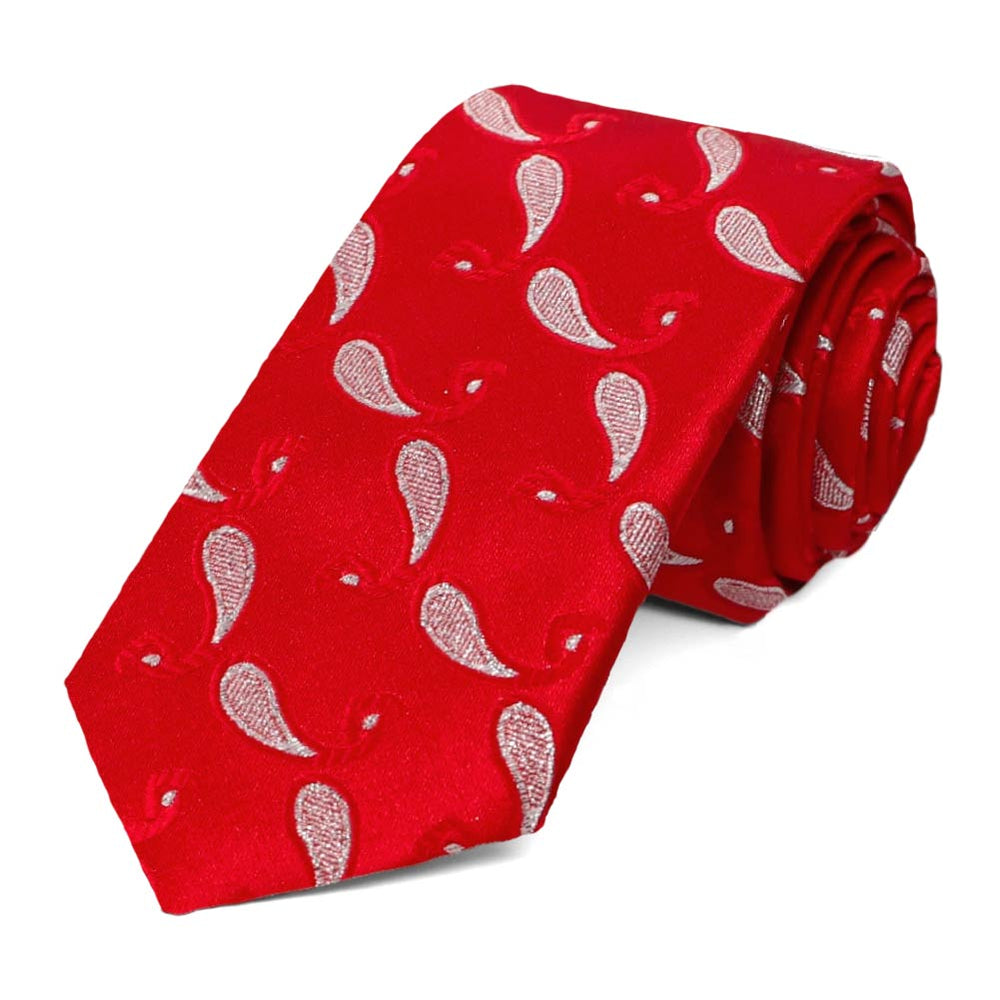 Red Fairport Paisley Slim Necktie