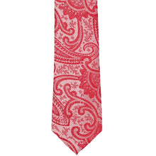 Load image into Gallery viewer, The front tip of a red paisley slim tie