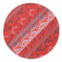 Load image into Gallery viewer, Bright red and light be paisley striped pocket round