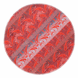 Bright red and light be paisley striped pocket round