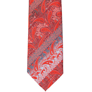 Bright red paisley striped tie