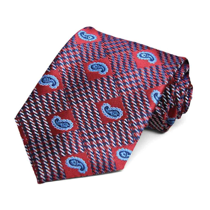 Red Churchill Paisley Necktie