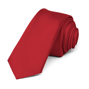 Red Premium Skinny Necktie, 2" Width