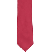 Load image into Gallery viewer, The front of a red slim tie made from a matte cotton