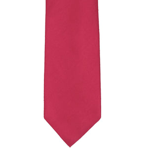 Front view of a red solid tie made from cotton and silk