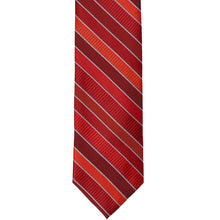 Load image into Gallery viewer, The front of a red textured striped slim tie