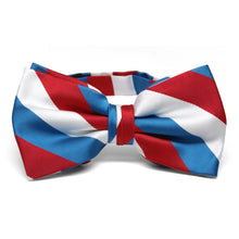 Load image into Gallery viewer, Red, White and American Blue Striped Bow Tie