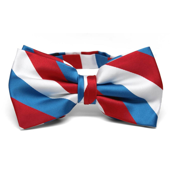 Red, White and American Blue Striped Bow Tie