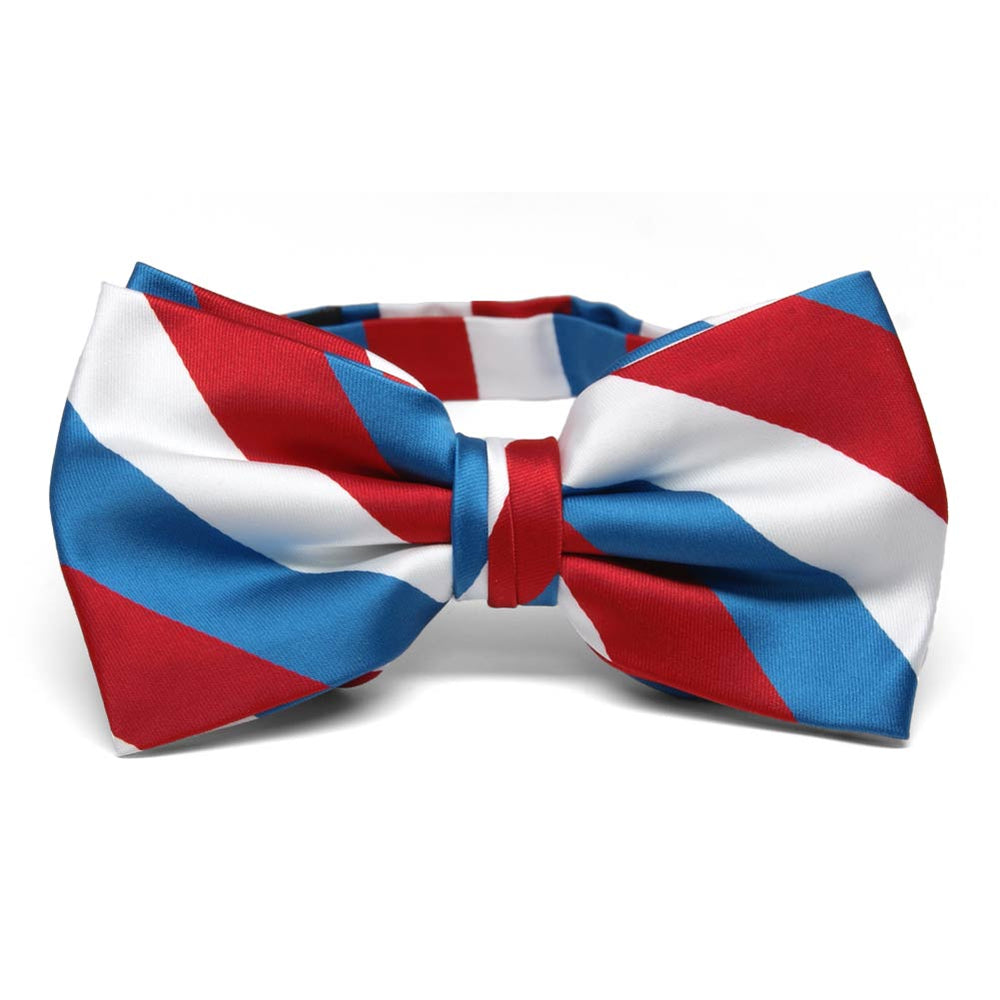 Red, White and American Blue Striped Bow Tie