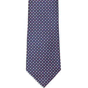 Front view of a red, white and blue star and dot necktie
