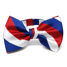 Load image into Gallery viewer, Red, White and Blue Striped Bow Tie