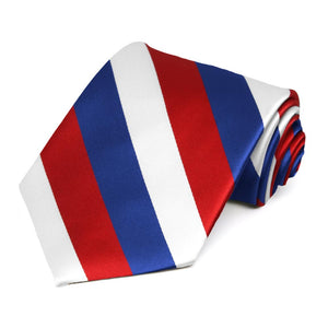 Red, White and Blue Extra Long Striped Tie