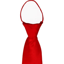 Load image into Gallery viewer, A closeup of a knot on a red zipper tie