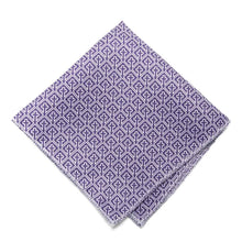 Load image into Gallery viewer, Religious cross in white and purple pocket square.