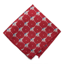 Load image into Gallery viewer, Republican Elephant pattern pocket square in red.