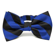 Load image into Gallery viewer, Royal Blue and Black Striped Bow Tie