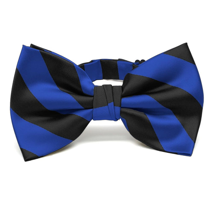 Royal Blue and Black Striped Bow Tie