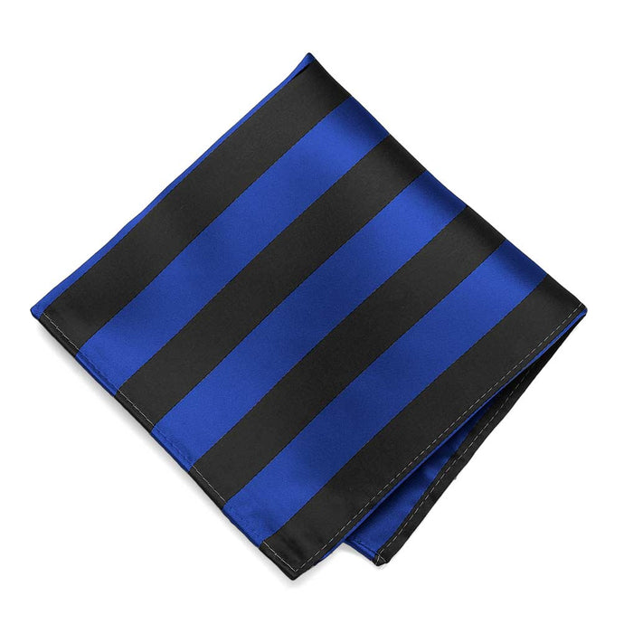 Royal Blue and Black Striped Pocket Square