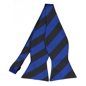 Royal Blue and Black Striped Self-Tie Bow Tie
