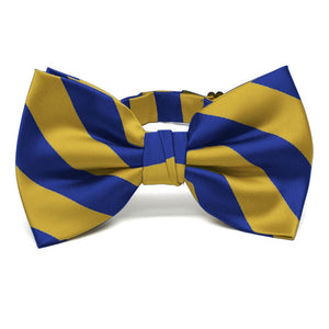 Royal Blue and Gold Striped Bow Tie