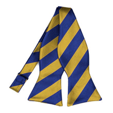 Load image into Gallery viewer, Royal Blue and Gold Striped Self-Tie Bow Tie