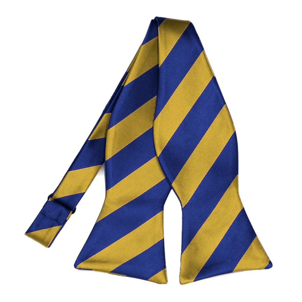 Royal Blue and Gold Striped Self-Tie Bow Tie
