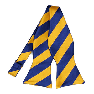 Royal Blue and Golden Yellow Striped Self-Tie Bow Tie