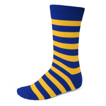 Load image into Gallery viewer, Men&#39;s royal blue and golden yellow striped sock
