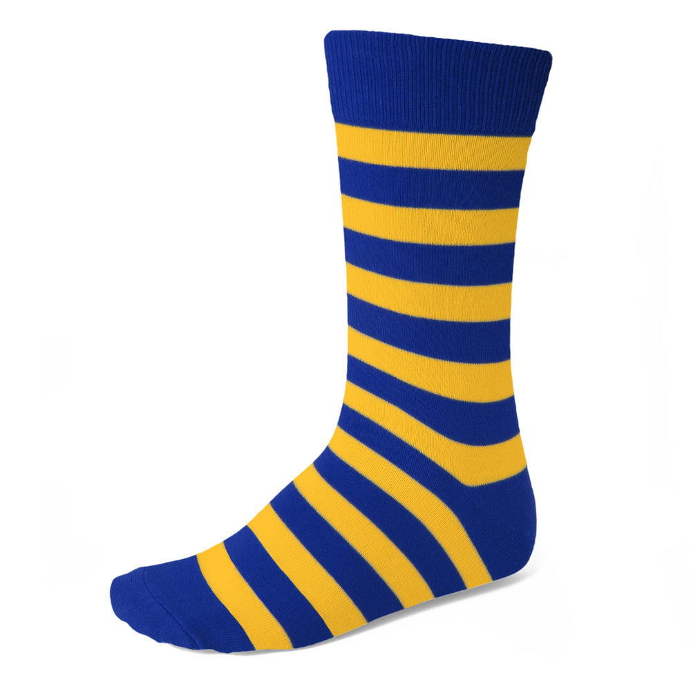 Men's royal blue and golden yellow striped sock