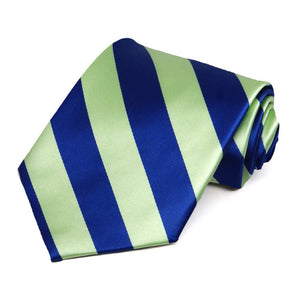 Royal Blue and Lime Green Striped Tie
