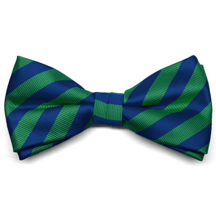 Kelly Green and Royal Blue Formal Striped Bow Tie