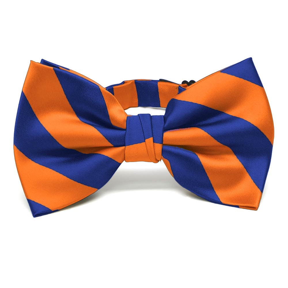 Royal Blue and Orange Striped Bow Tie