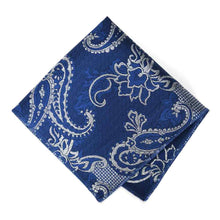 Load image into Gallery viewer, Royal Blue and Silver Kilburn Paisley Pocket Square