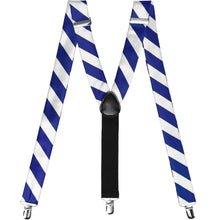 Load image into Gallery viewer, Royal blue and white striped suspenders