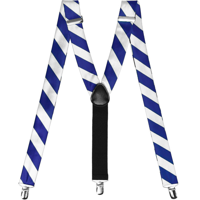Royal blue and white striped suspenders