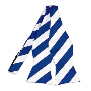 Royal Blue and White Striped Self-Tie Bow Tie